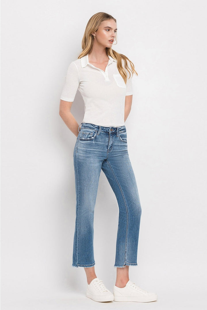 Mid Rise Crop Straight Jeans - Daisy