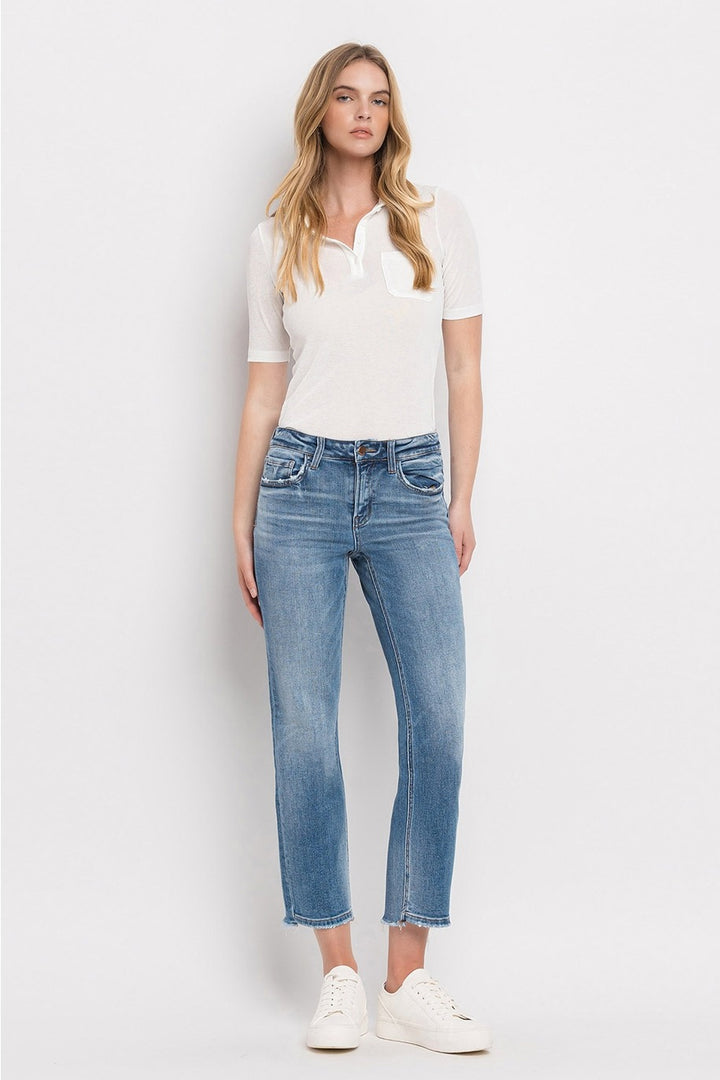 Mid Rise Crop Straight Jeans - Daisy