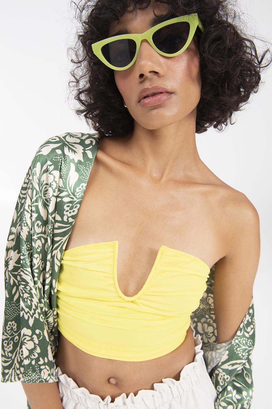 Yellow Strapless Bustier