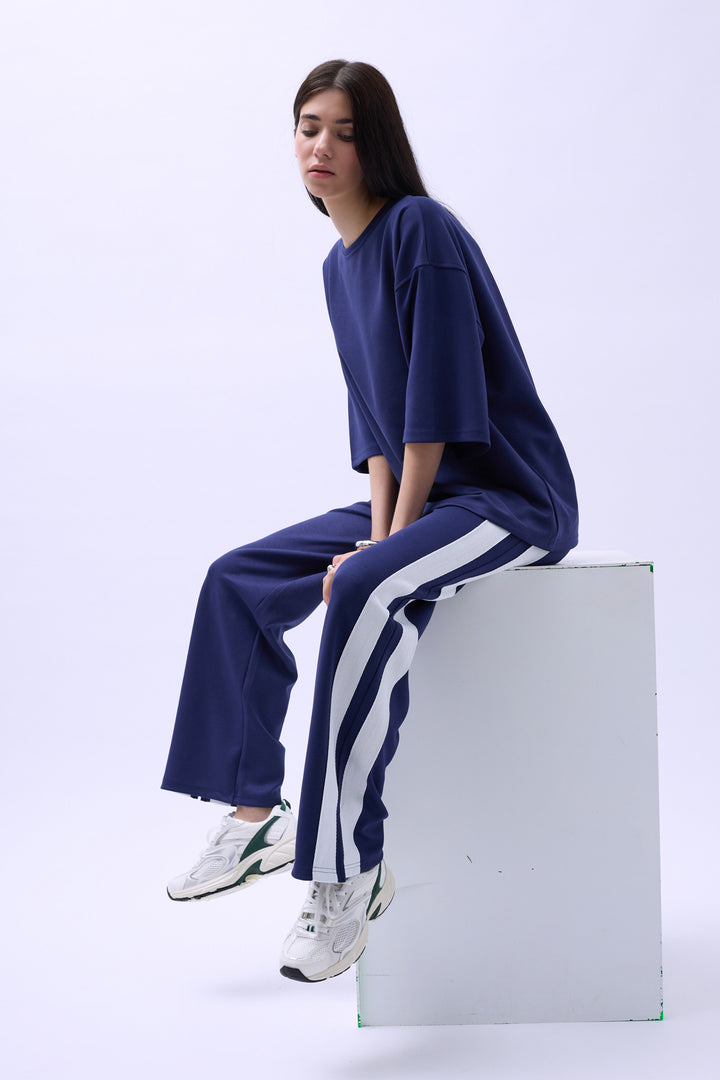 Side Stripe Sweatpants - Navy
