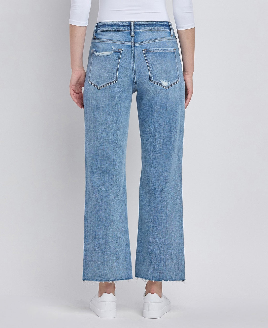 High Rise Crop Slim Wide Jeans - Satisfactory