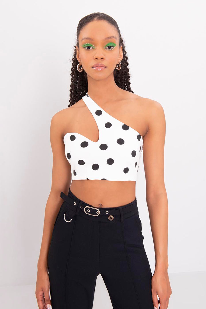 One Shouldered Polka Dot Top