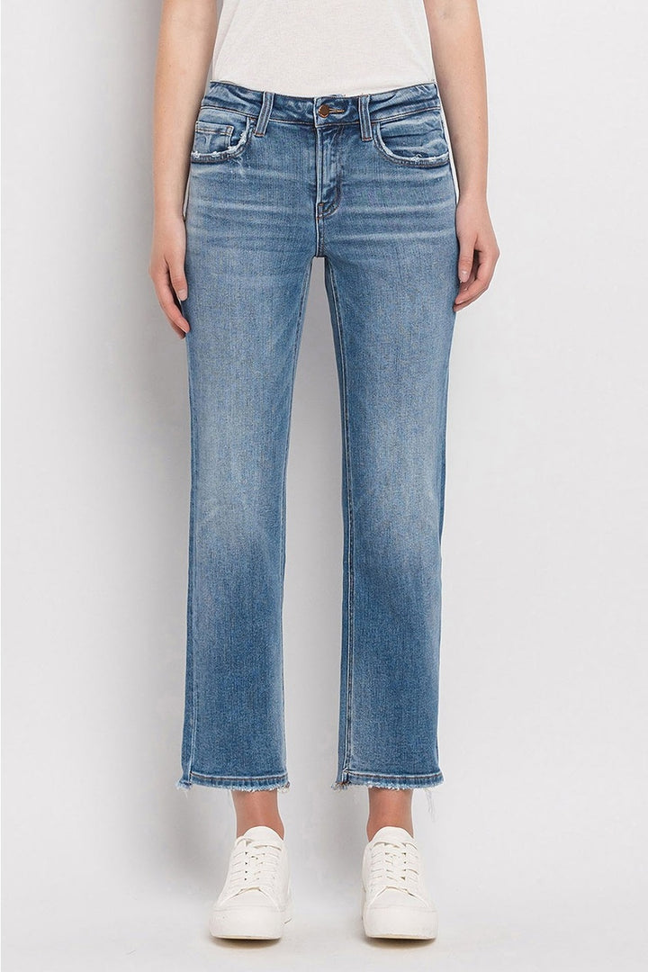 Mid Rise Crop Straight Jeans - Daisy