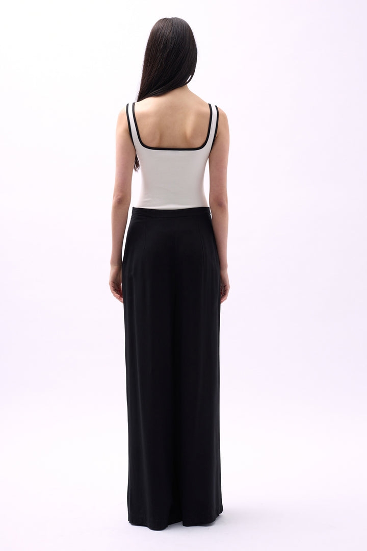 V-Neck Bib Detail Bodysuit - White