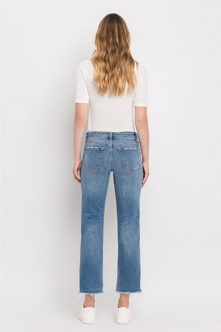 Mid Rise Crop Straight Jeans - Daisy