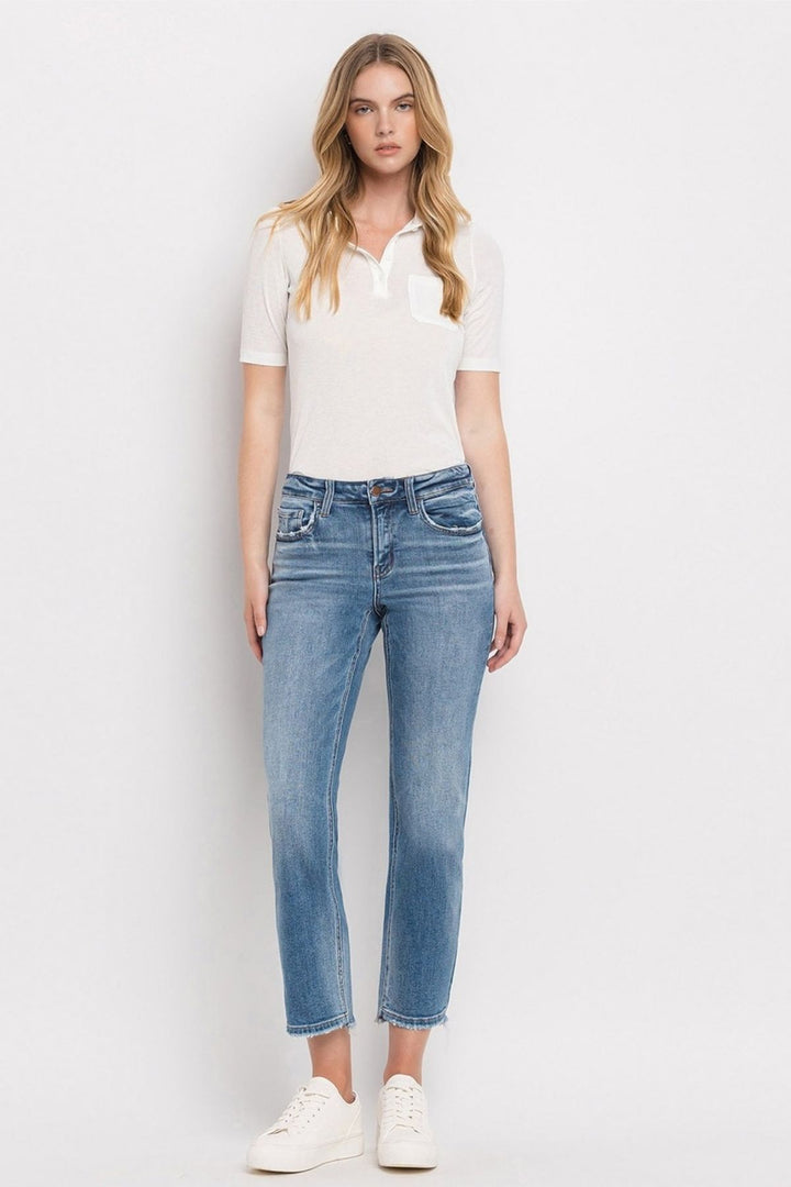 Mid Rise Crop Straight Jeans - Daisy