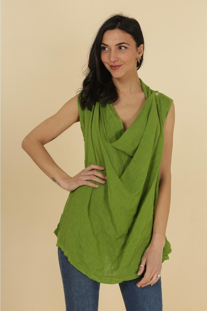 Cowl Neck Linen Top – Minimal & Breezy Look