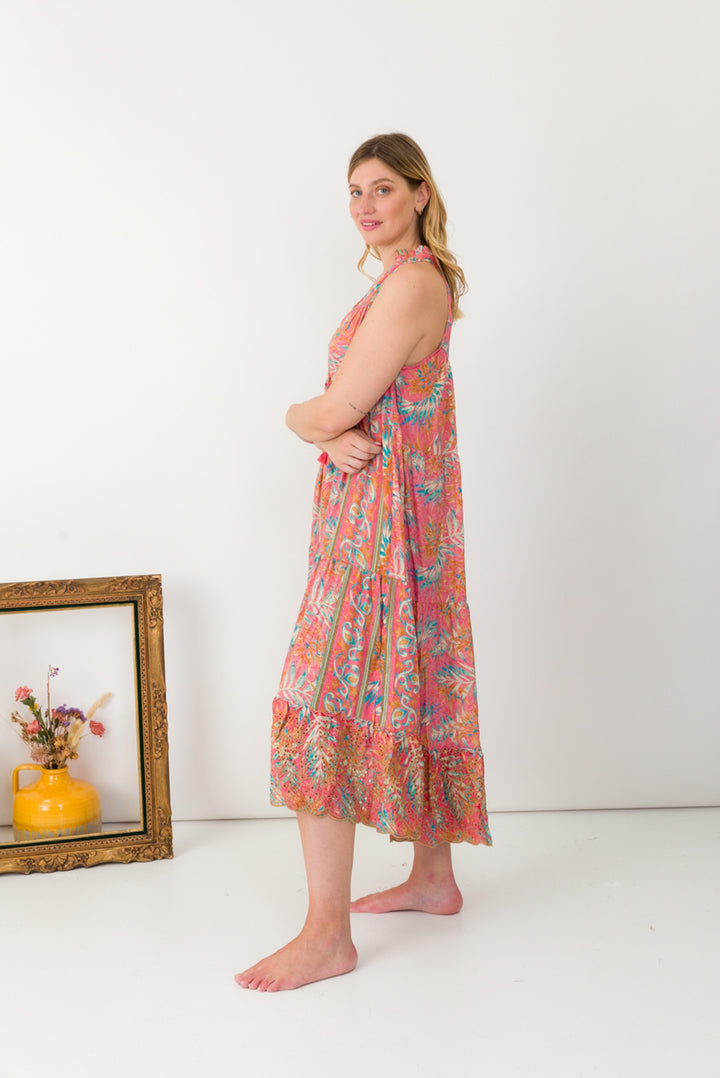 Silk Embroidered Dress