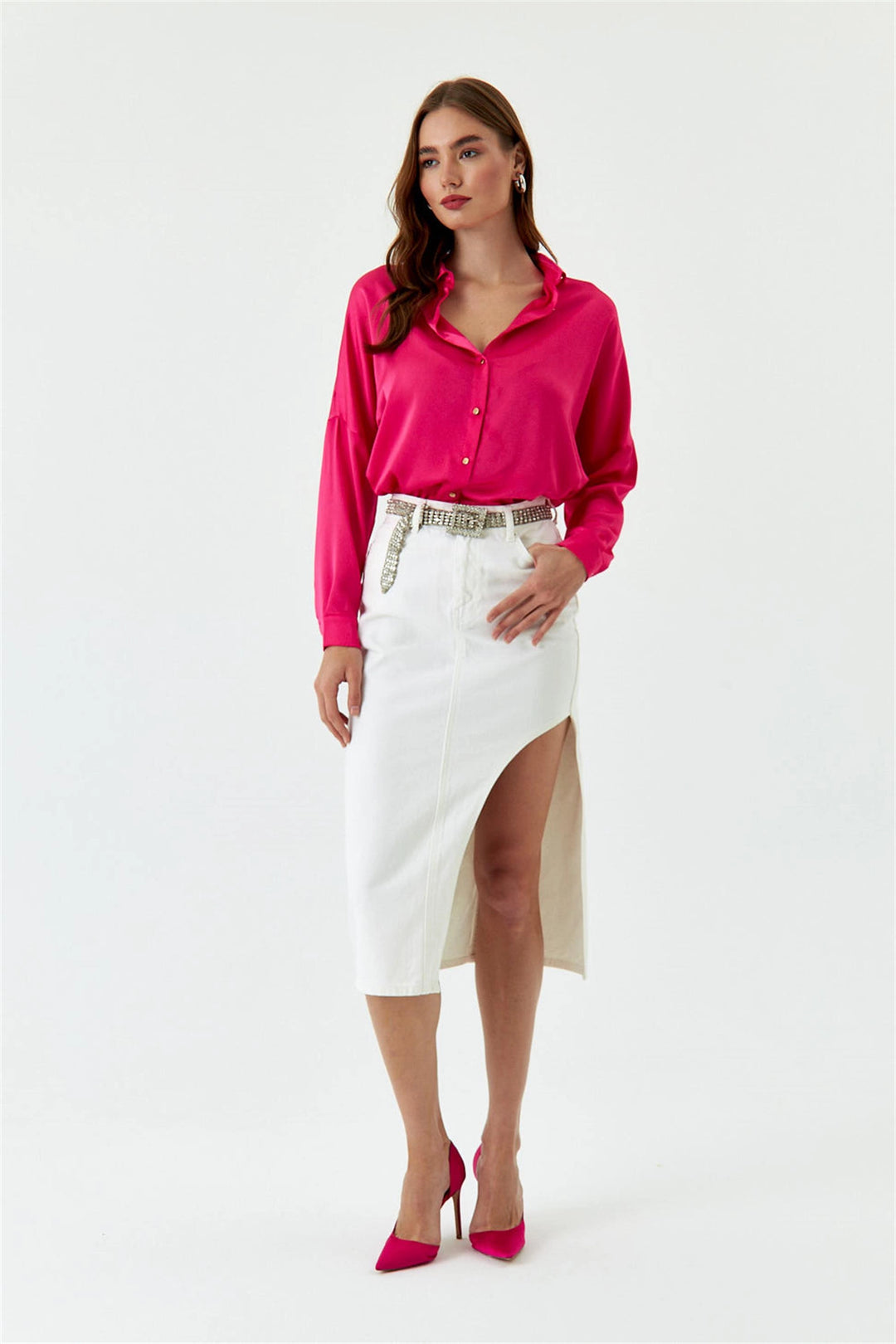 Asymmetric Ecru Jeans Skirt