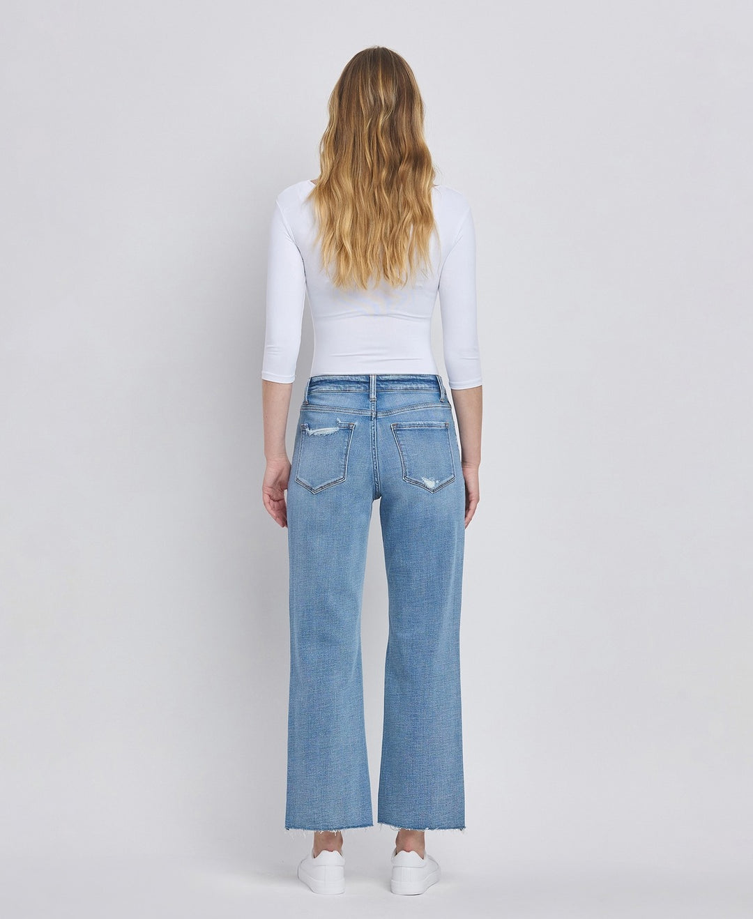 High Rise Crop Slim Wide Jeans - Satisfactory
