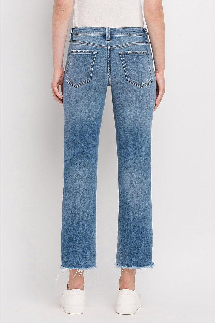 Mid Rise Crop Straight Jeans - Daisy