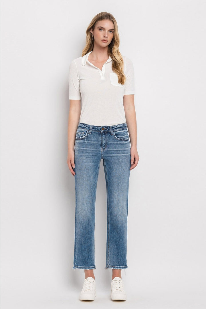 Mid Rise Crop Straight Jeans - Daisy