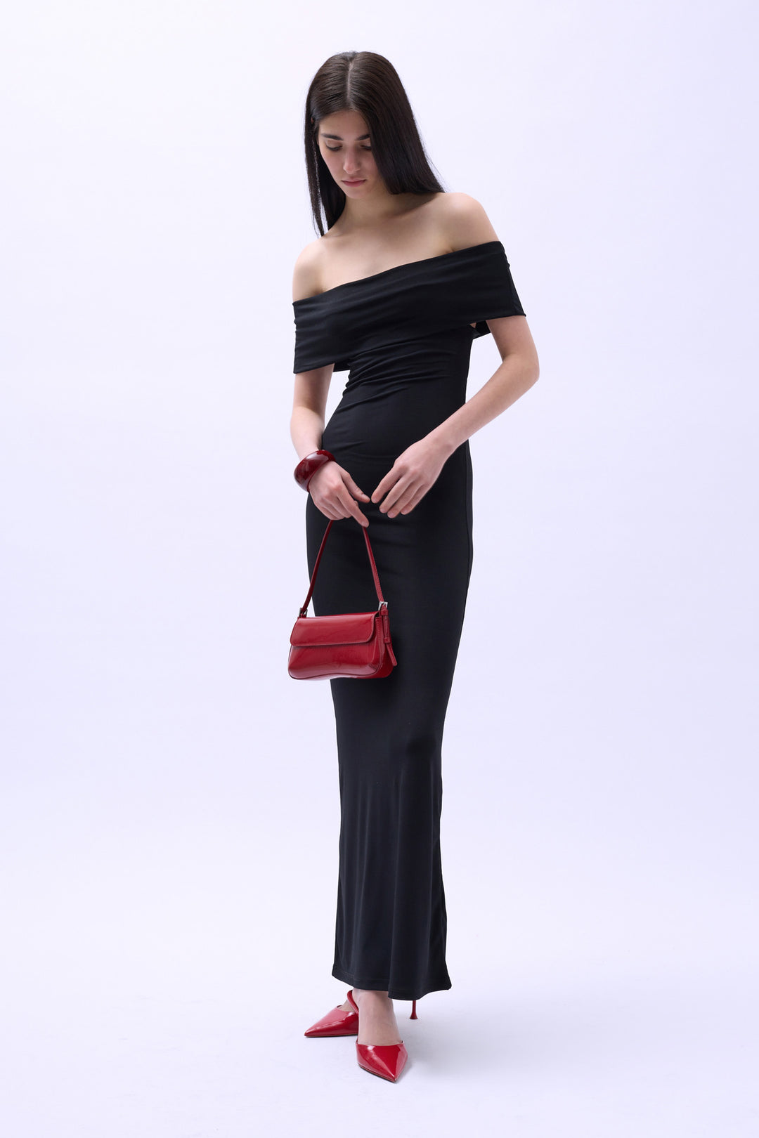 Gabriella Off The Shoulder Maxi Dress - Black