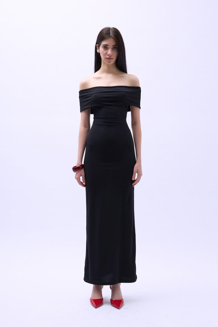 Gabriella Off The Shoulder Maxi Dress - Black