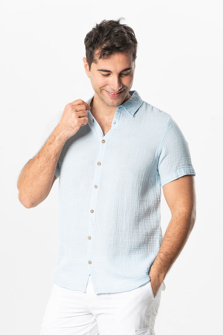 Men Gauze Shirt -  Sky Blue