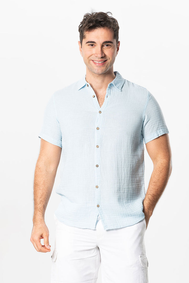 Men Gauze Shirt -  Sky Blue