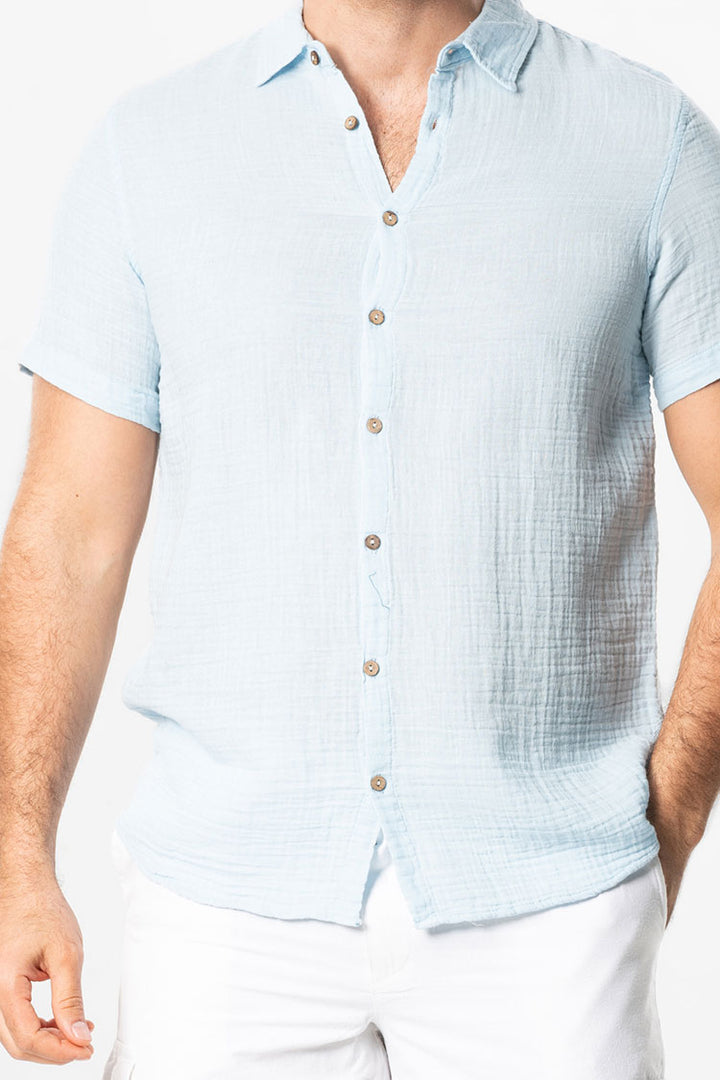 Men Gauze Shirt -  Sky Blue