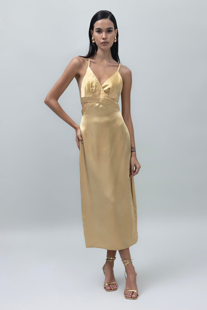 Gold Satin Dress