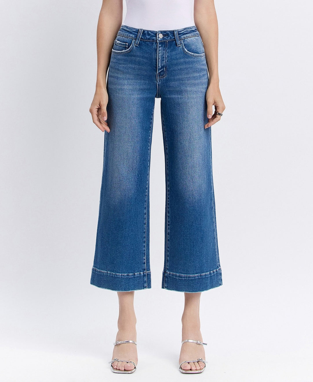 High Rise Crop Wide Trouser Jeans - Let it Rain