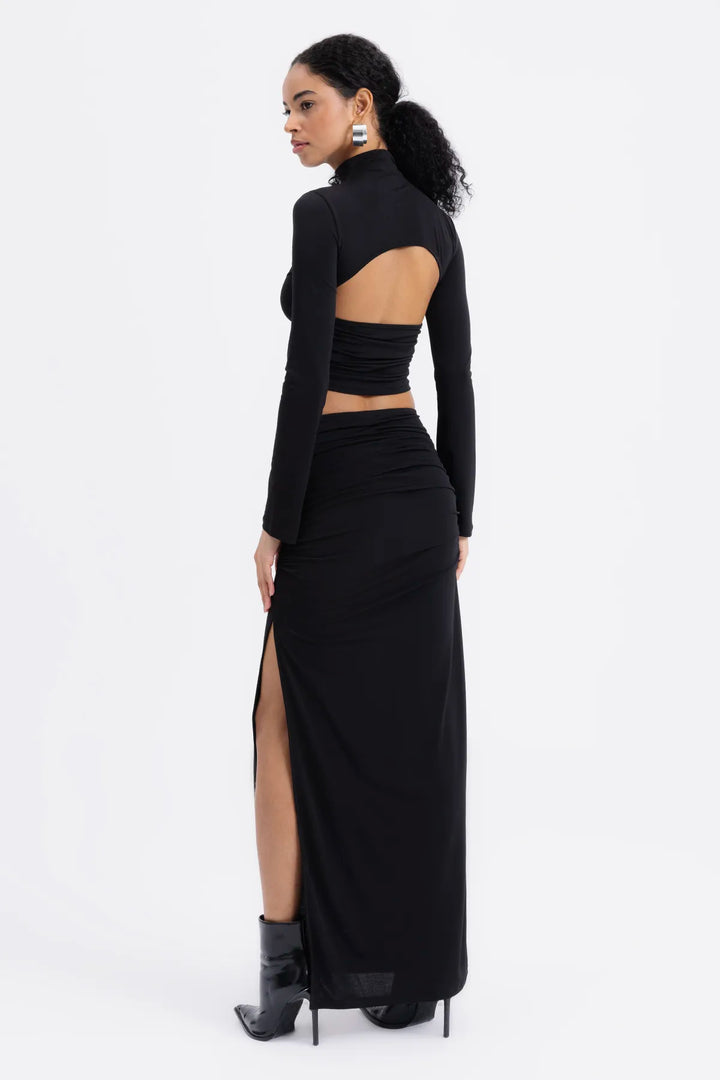 Isabella Black Draped Skirt