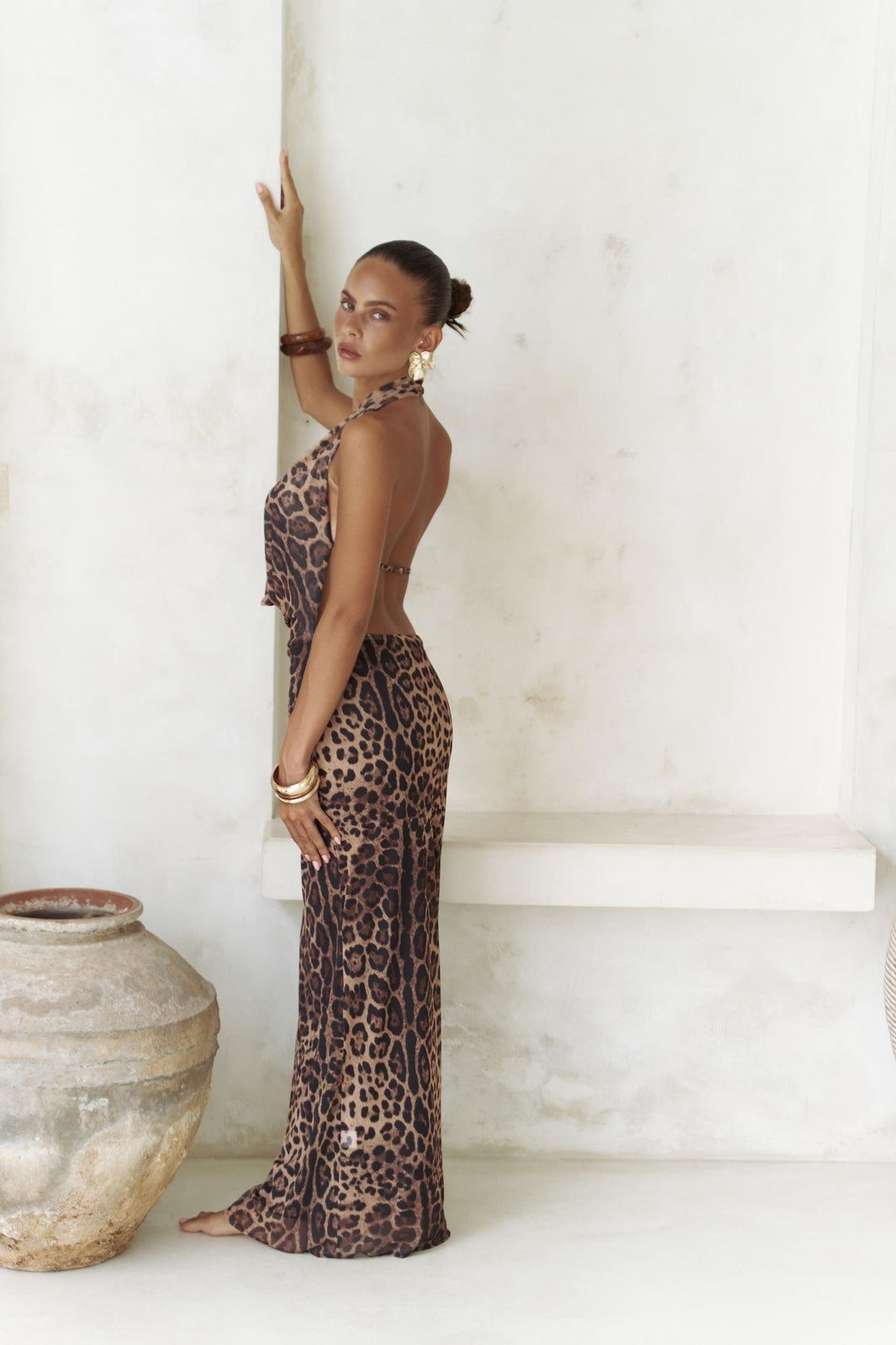 Kalliope Degaje Long Leopard Dress
