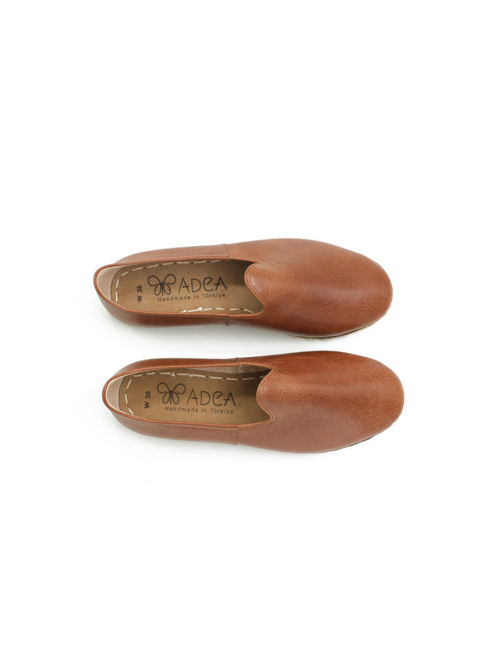 Women's Toffee Brown Slip On Shoes - Leather