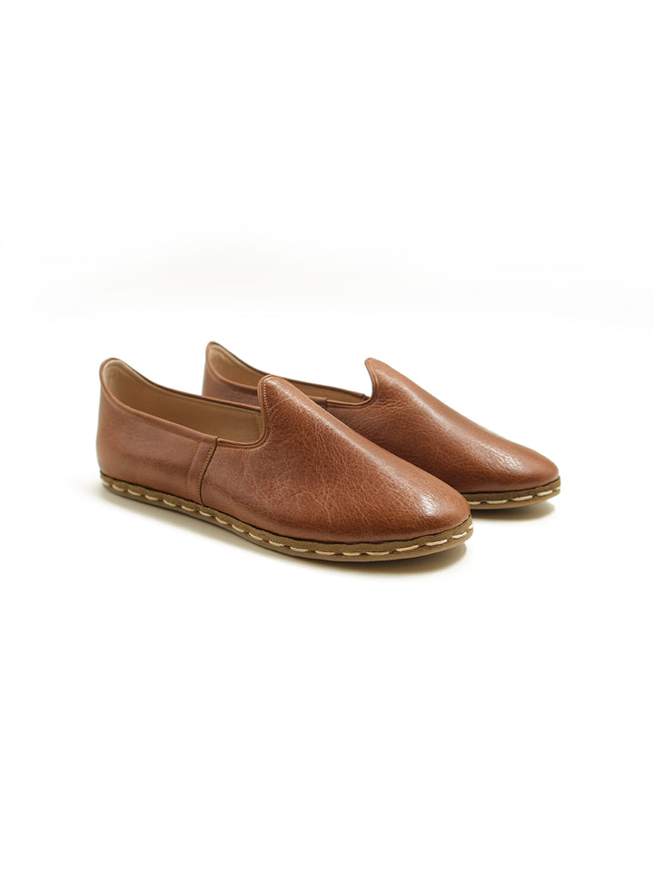 Women's Toffee Brown Slip On Shoes - Leather