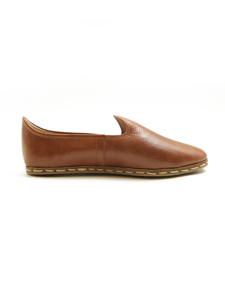 Women's Toffee Brown Slip On Shoes - Leather