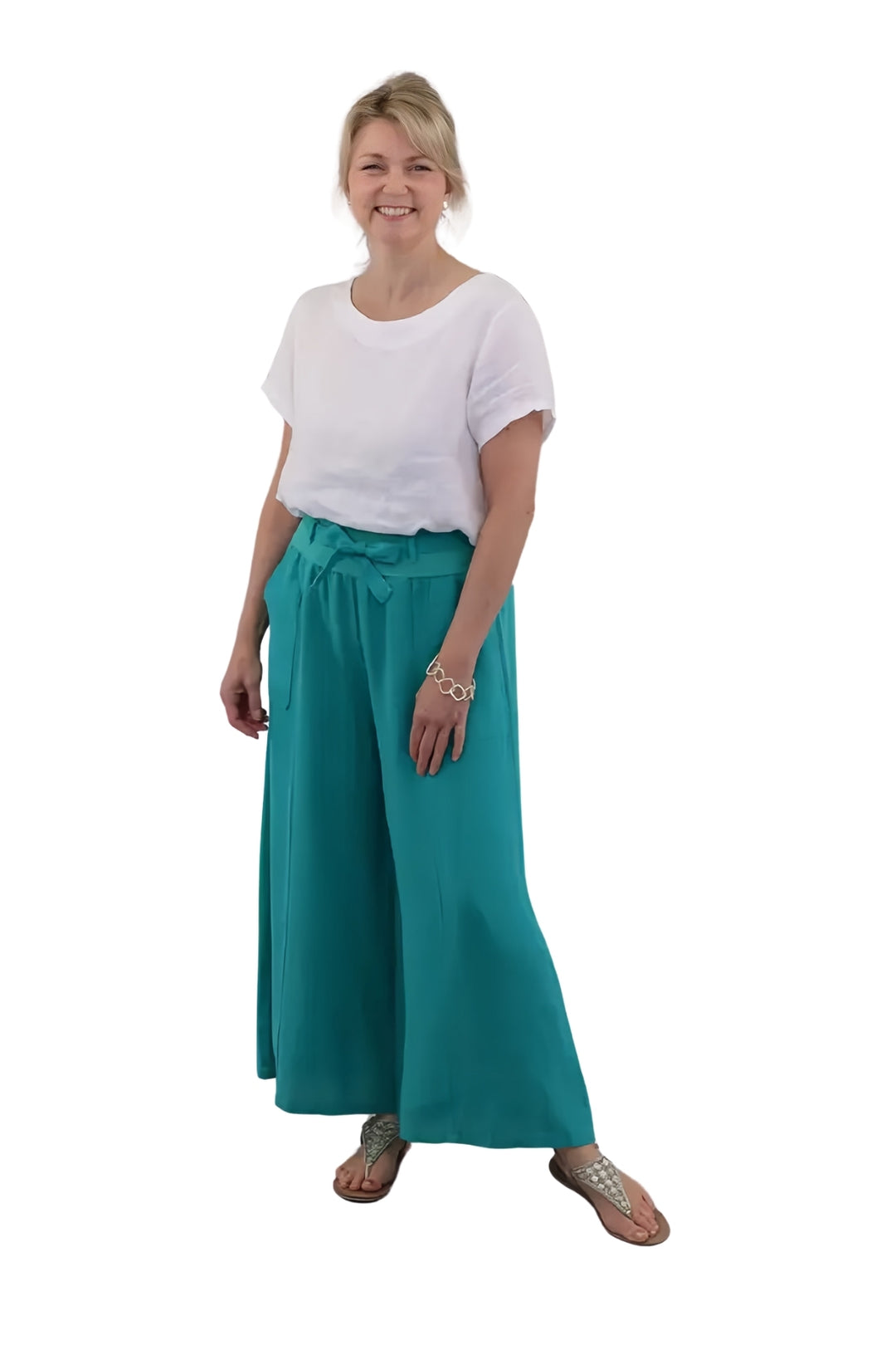 Linen Pant Tie Belt Leaf