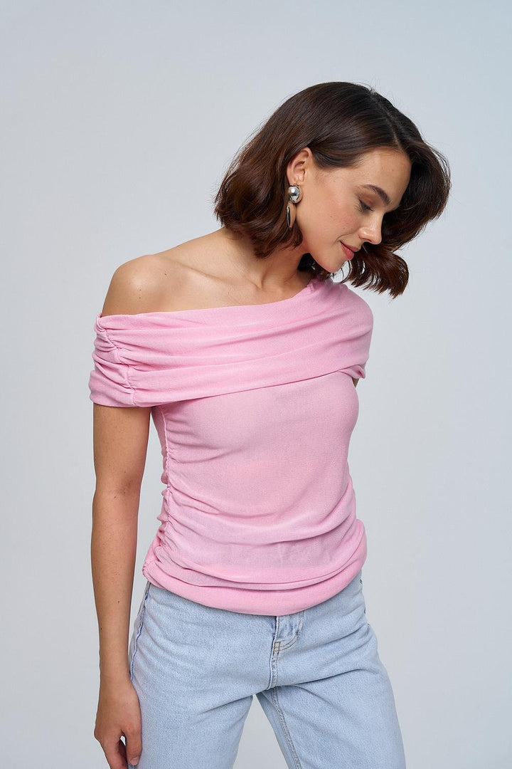 Madonna Collar Gathered Knitwear Women's Blouse