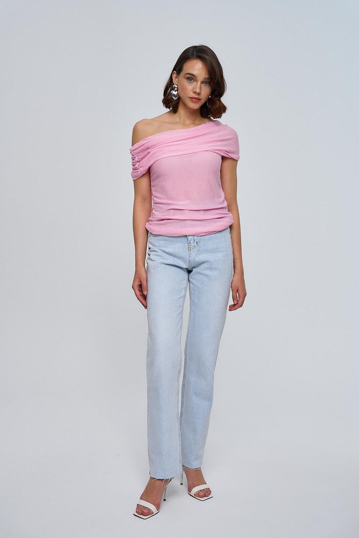 Madonna Collar Gathered Knitwear Women's Blouse