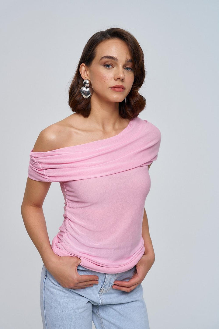 Madonna Collar Gathered Knitwear Women's Blouse