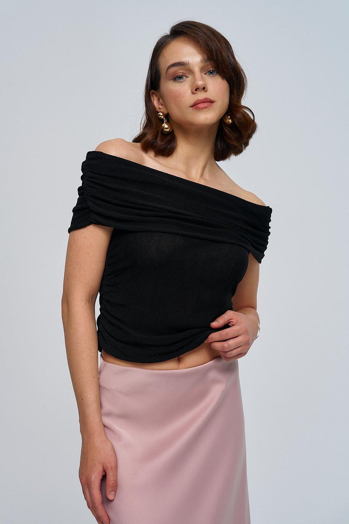 Madonna Collar Gathered Knitwear Women's Blouse