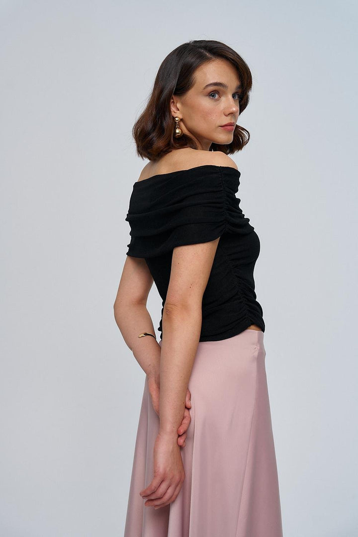 Madonna Collar Gathered Knitwear Women's Blouse