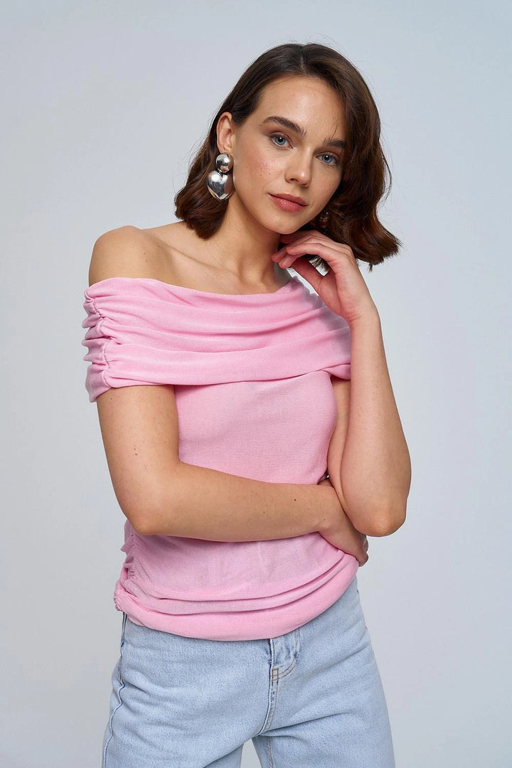 Madonna Collar Gathered Knitwear Women's Blouse