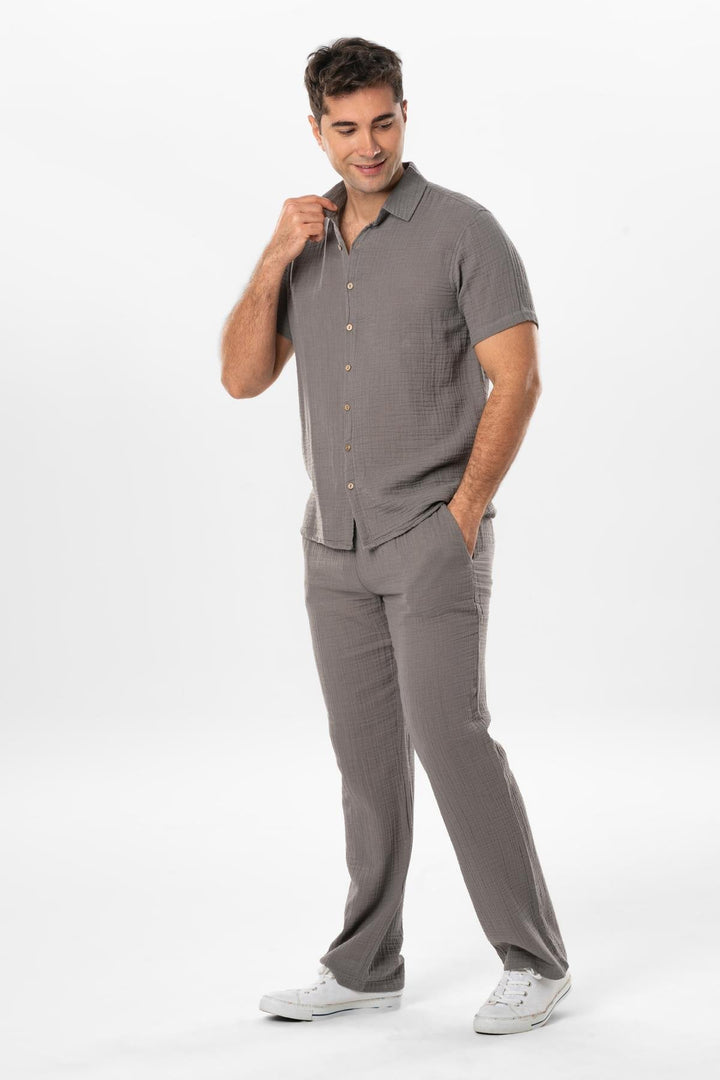 Men - Gray Gauze Shirt