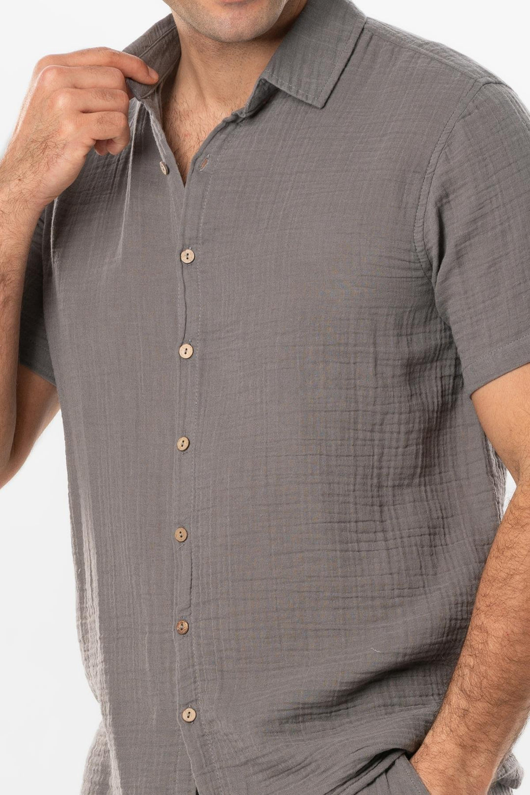 Men - Gray Gauze Shirt