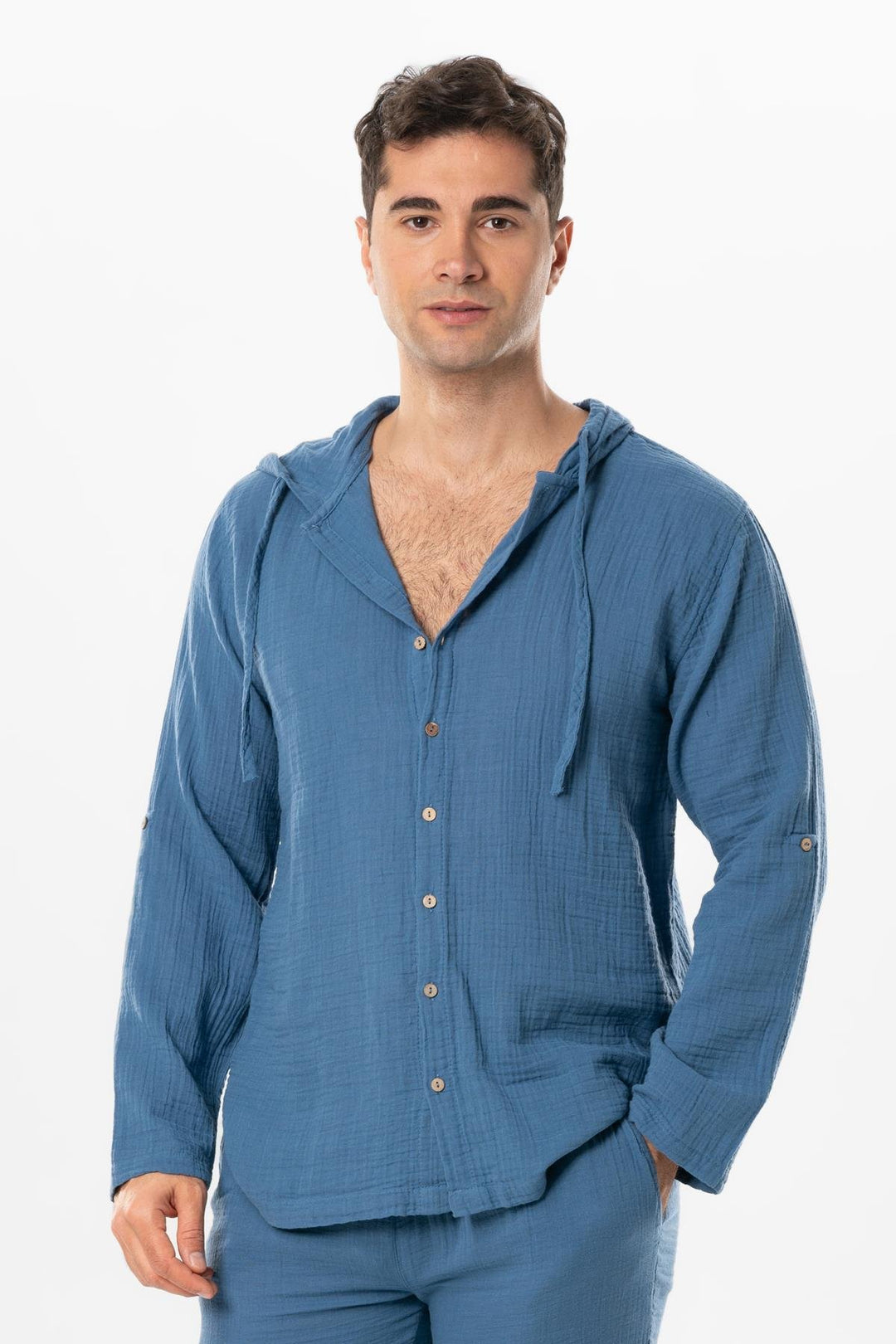 Men - Steel Blue Gauze Sweatshirt
