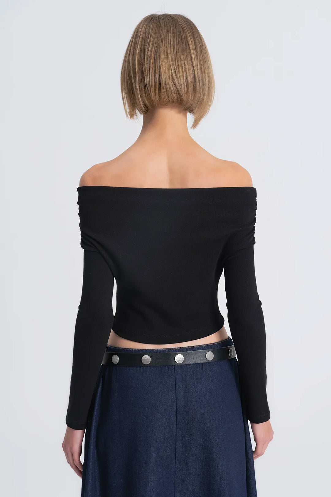 Noir Draped Off-Shoulder Top