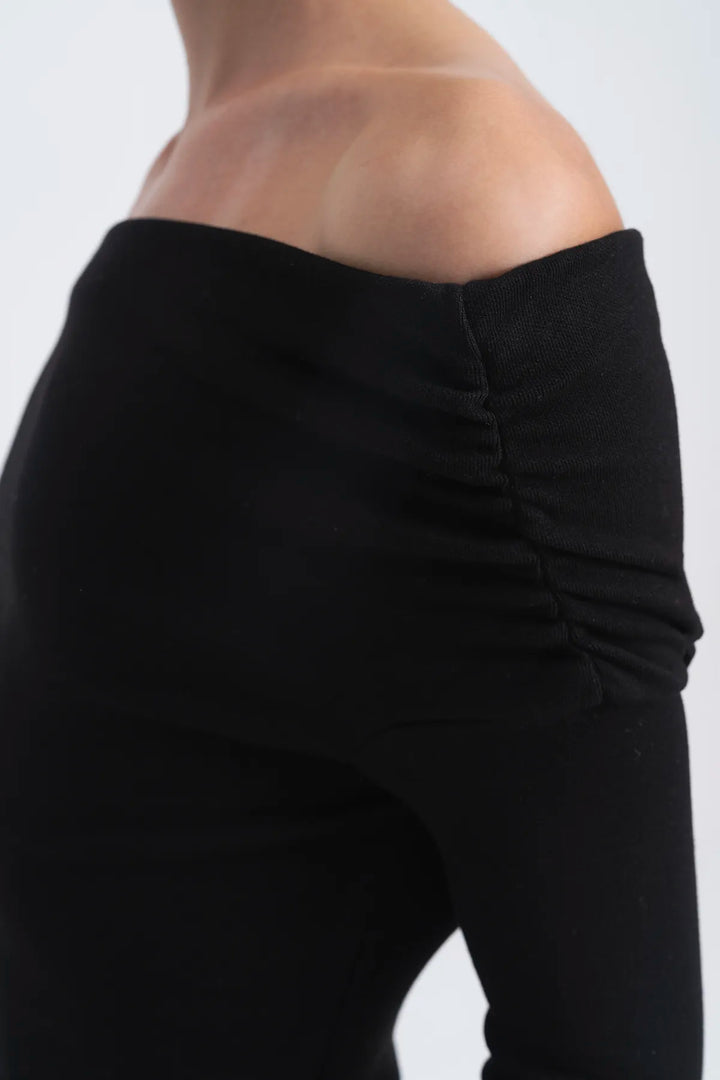 Noir Draped Off-Shoulder Top