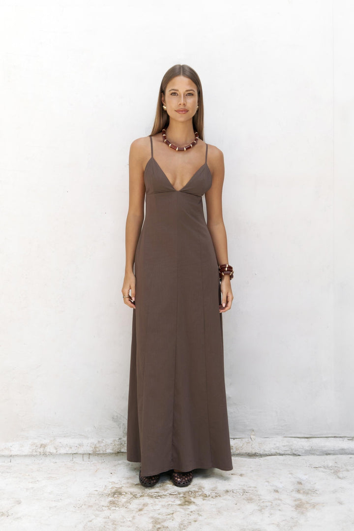 Akila Long Dress - Mocha Brown