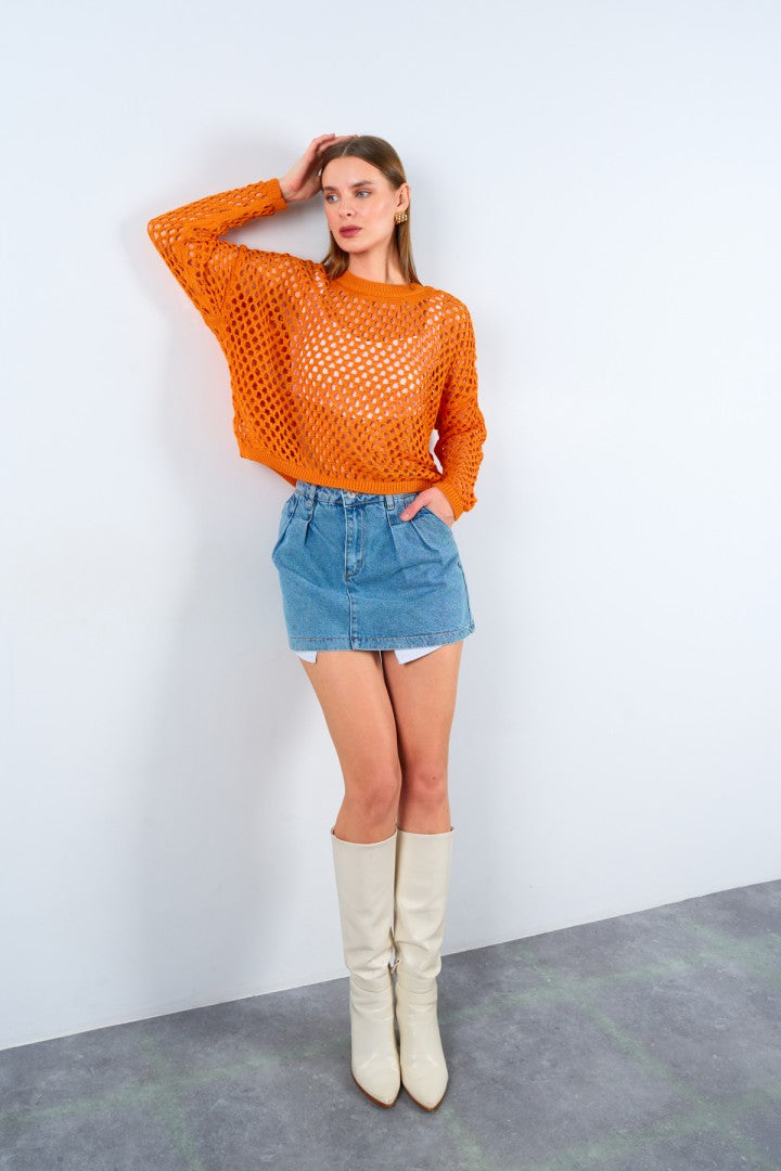 Openwork Knit Sweater