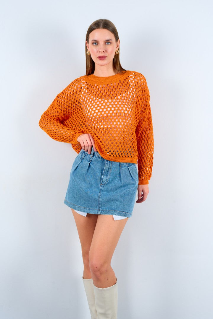 Openwork Knit Sweater