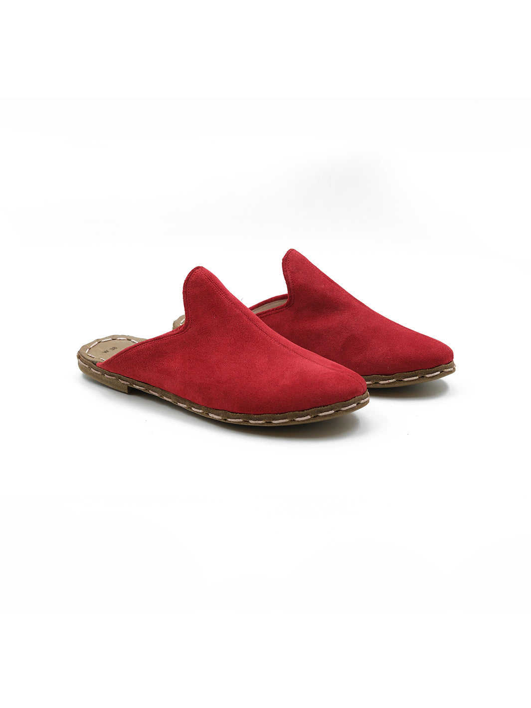 Women's Scarlet Red Flat Mule - Suede Leather
