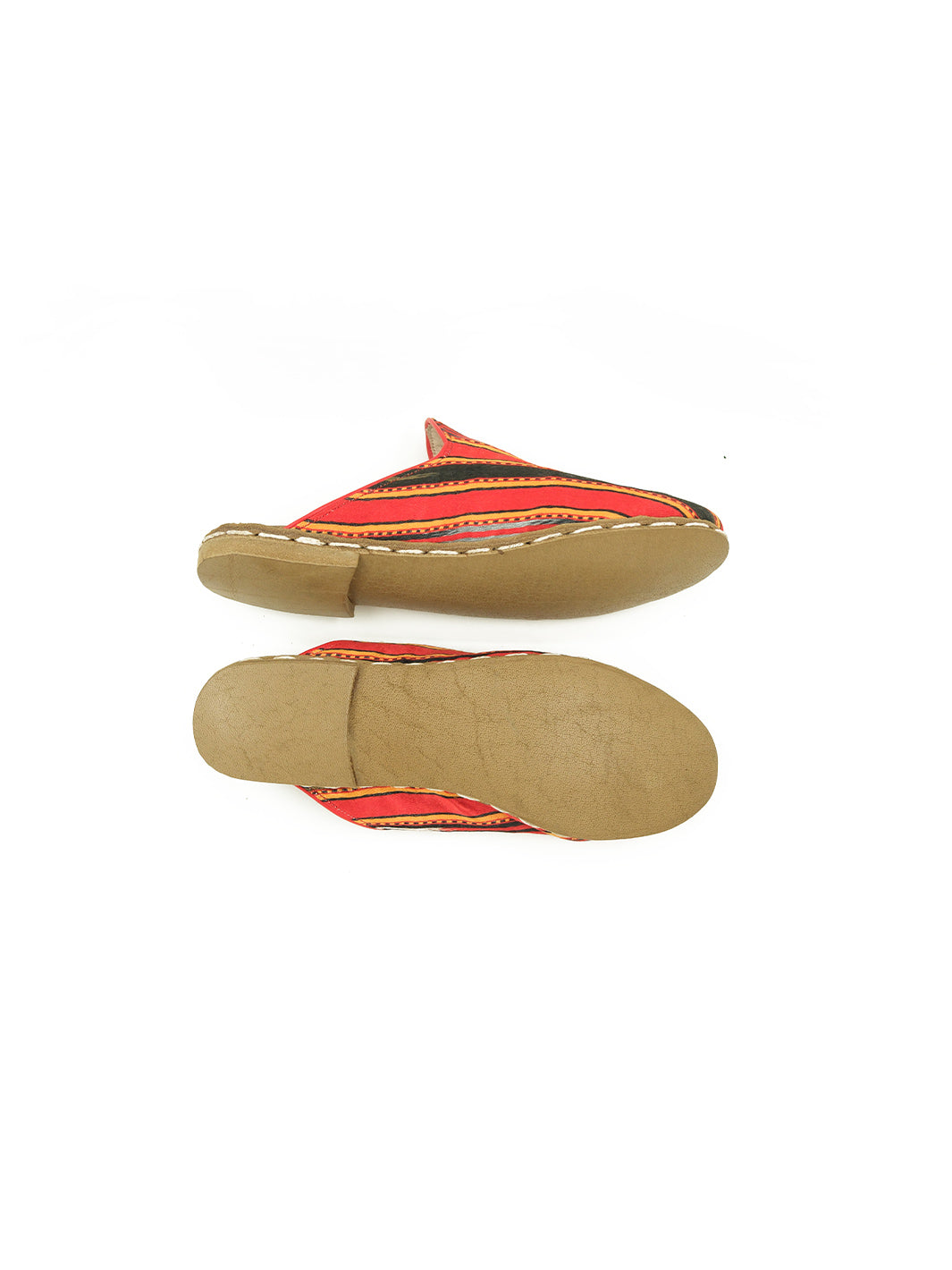 Women's Red Flat Mule - Silk