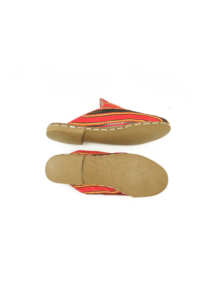 Women's Red Flat Mule - Silk