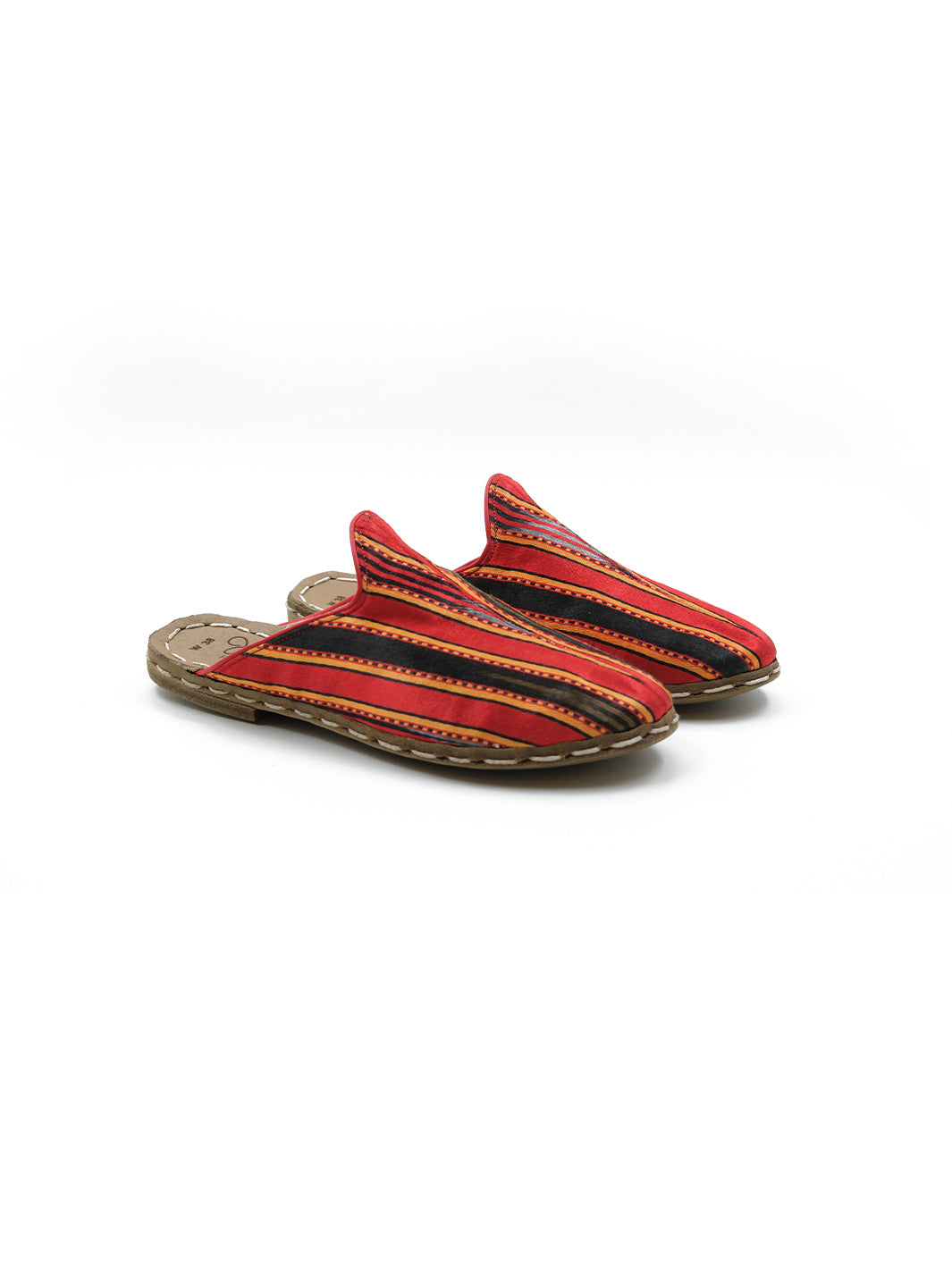 Women's Red Flat Mule - Silk