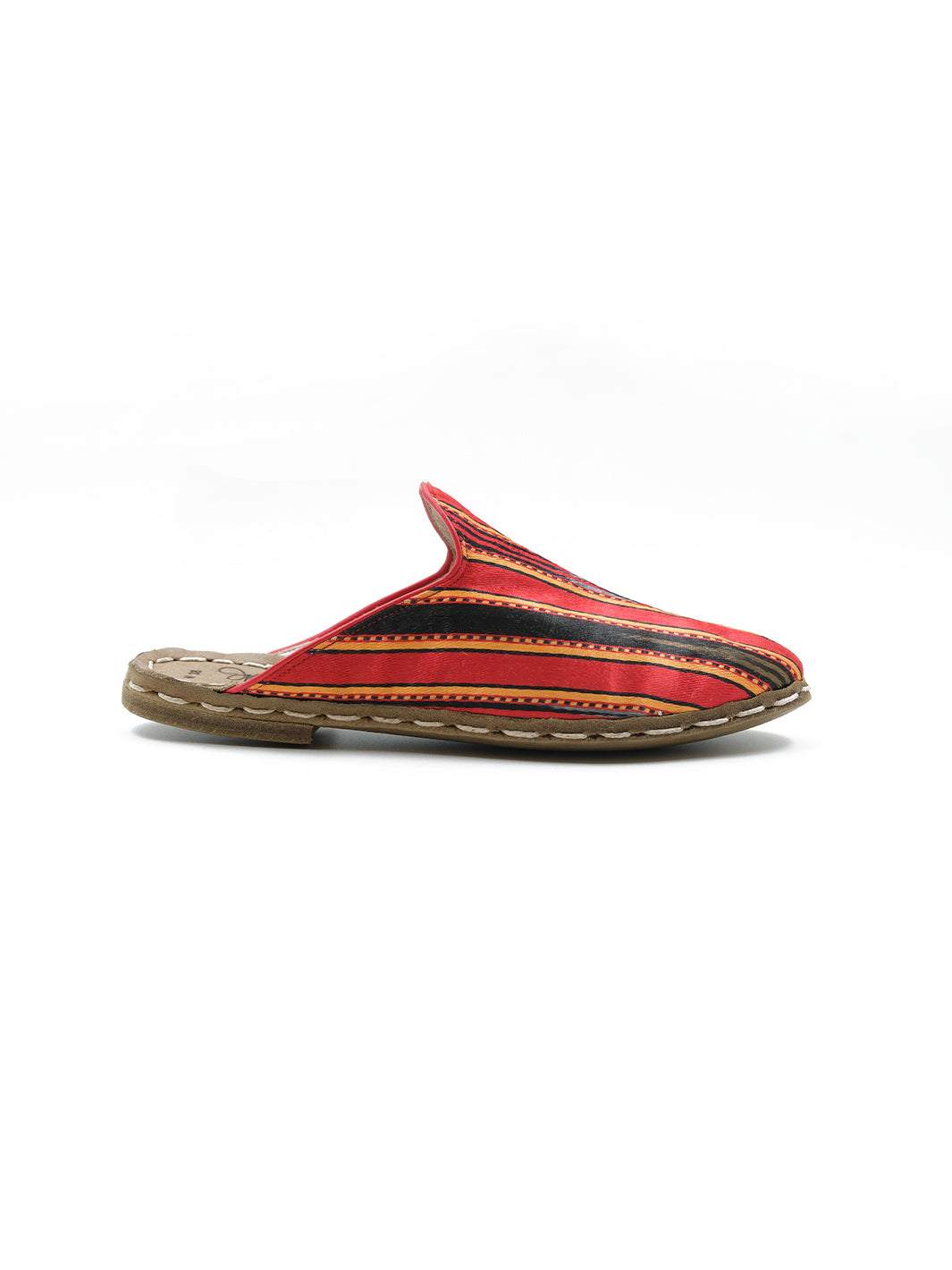 Women's Red Flat Mule - Silk