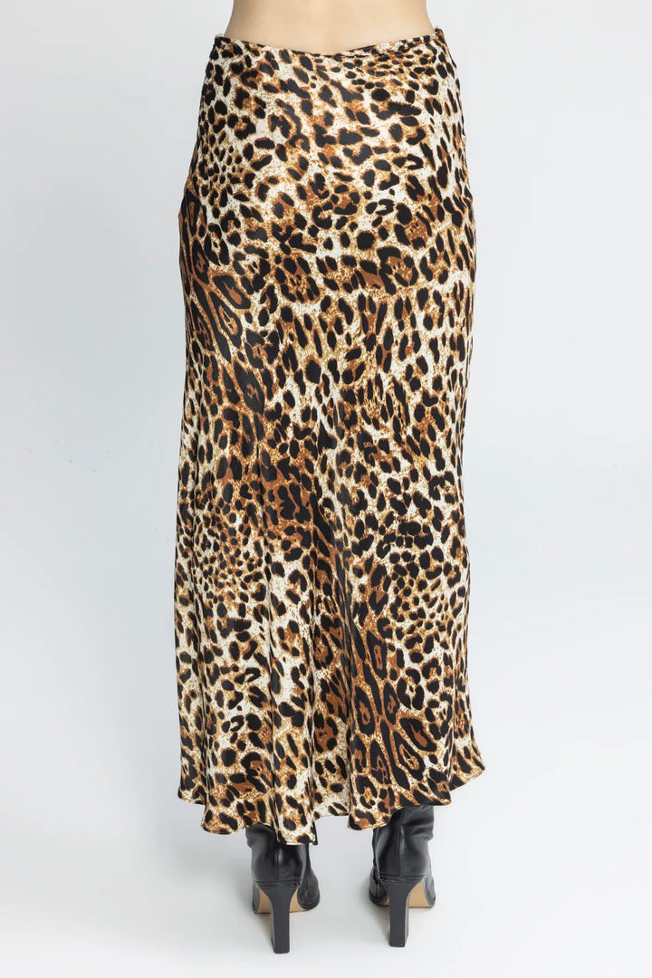 Satin Leopard Long Skirt