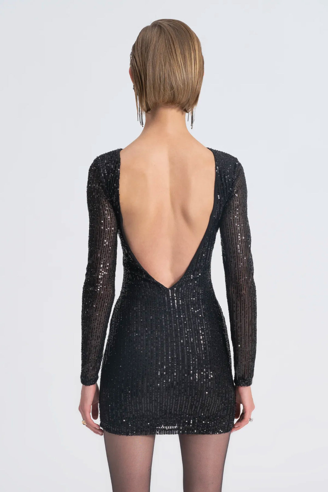 Sequin Open Back Mini Dress